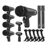 Kit 7 Microfones Para Bateria Profissional Em Metal