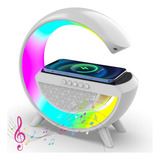 Luminária Carregadora C/ Relógio Cores Rgb Redonda Bluetooth