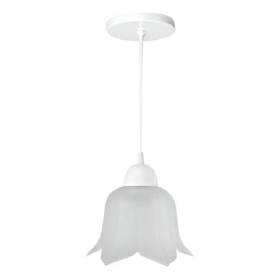 Lámpara Candil Techo Flor Vidrio Mate Interior Maxxi Color Blanco