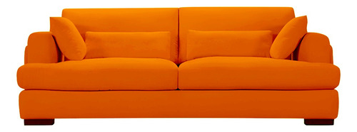 Sofá Sillon Mediterraneo 3 Cuerpos Pana Mueble Premium Color Naranja Oscuro