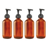 Kit 4 Dispensadores Ámbar Vintage Vidrio,jabón,shampo 250 Ml