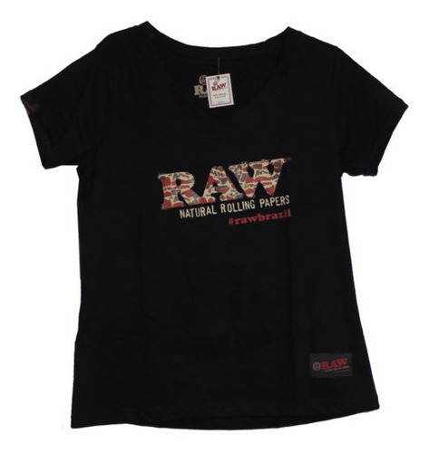 Camisa Raw Brazil Preto Feminina Gola V