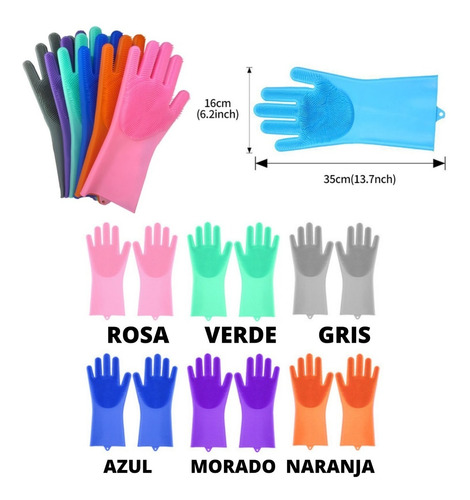 Par De Guantes De Silicon Multiusos Lavar Trastes