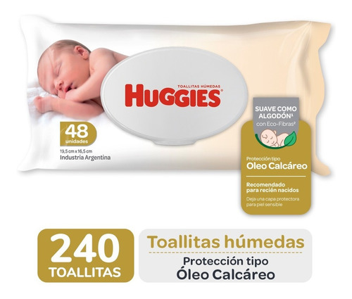 Toallas Humedas Huggies C/ Oleo Calcareo Deluxe X48 Pack X 5