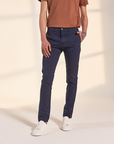 Pantalón Chino Munich, Hombre, Gabardina Slim, Marino Equus