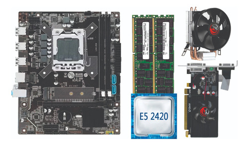Kit Xeon E5 2420 + 8gb Ddr3 + Placa Mãe + Cooler 1 Fan + Gpu