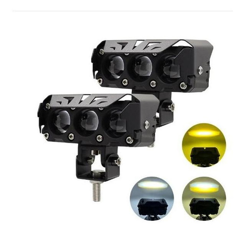 2 Pzs Faros Auxiliares Doble Color Led 70w Para Auto Moto