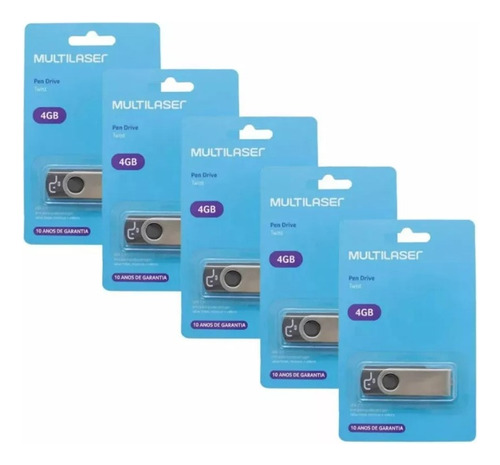 5x Pendrive 4gb Original Multilaser - Atacado Revenda C/ Nfe