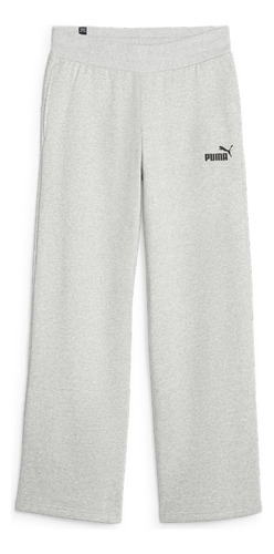 Pants Gris Puma Ess+ Straight Leg Small Logo Pants Fl Mujer