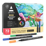 72 Boligrafos Fineliner Inkonic 0.4 Mm Colores Arteza