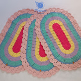 Trio De Tapetes Candy Colors Crochê Colorido Quarto Menina