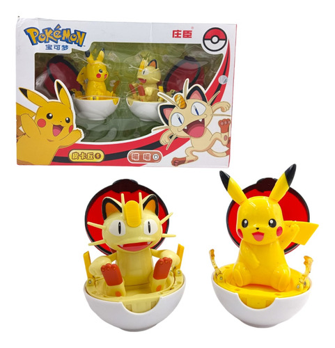 Set Pokémon Pokebolas Figuras Meowth Y Pikachu