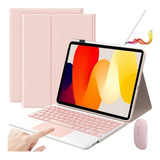 Funda Teclado Mouse Lapiz Para Xiaomi Redmi Pad Se 11'' Rosa