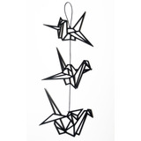Cuadro Decorativo De Grullas Tipo Origami Mdf 6 Mm Negro