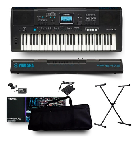 Teclado Yamaha Psr-e473 + Capa + Suporte + Pedal