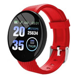 D18 Fitness Tracker Smartwatch Relógio Rastreador De Ativida Cor Da Caixa Preto Cor Da Pulseira Vermelho Cor Do Bisel Preto
