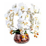 Arranjo Grande Orquideas Brancas Vaso Tipo Cristal Acrilico