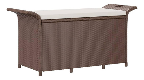 Vidaxl Poly Rattan Patio Bench With Cushion - Weather-resis.