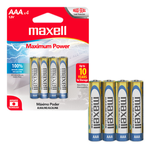 Pilas Aaa Lr03x4 1.5v Alcalina Maxell Durabilidad Y Potencia