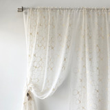 Cortinas De Ambiente Organza Bordadas 2 Paños 145x220 Color Beige