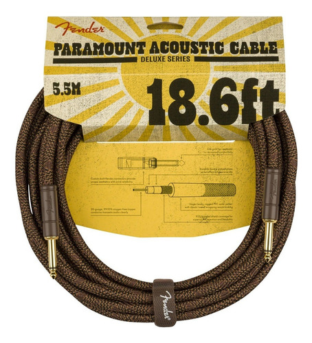 Fender Paramount Acoustic Cable 4.5 Metros Para Instrumento