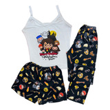 Pijama Harry Potter Piedra 3 Pz Short Pantalón Blusa Tirante