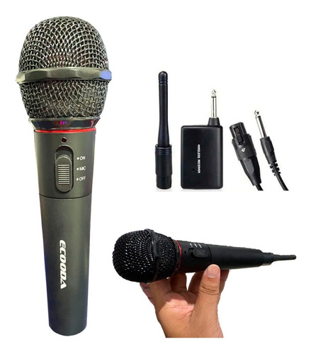 Microfone Sem Fio Profissional Igreja Karaokê Palestra +cabo Cor Preto 1 Unidade