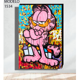 Cuadro Decorativo Garfield Gato Pop Art Grafiti Retro Textur