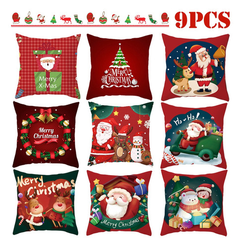 Fundas De Almohada Navideñas De 9 Piezas