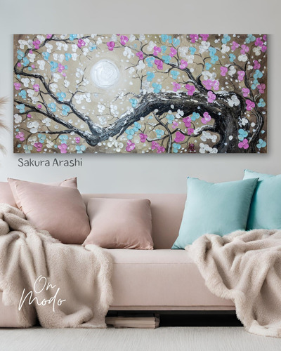Cuadros Pintados A Mano Cerezo Oriental Sakura Texturado