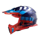 Casco Cross Ls2 Fast Evo Xcode Rojo Azul Mx437