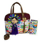 Combo De Bolsa Artesanal Mexicana Con Accesorios