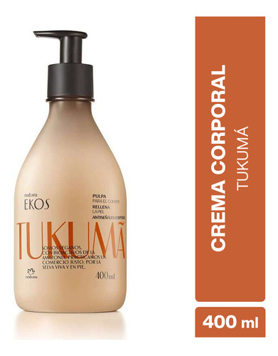 Crema Corporal Tukumá 400 Ml De Natura.