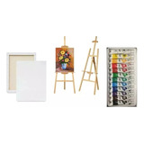 Pack De 3 Bastidores, Atril 120cm Y 12 Pinturas