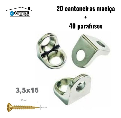 Cantoneira Cadeirinha 2 Furos 13x13 Maciça C/20