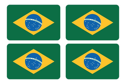 4 Adesivos Bandeira Brasil Carro Moto Capacete Resinado 