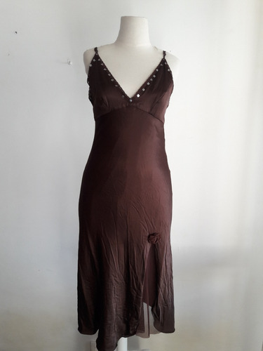 Vestido Lencero De Fiesta Clara Ibarguren Marron Talle M