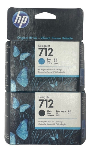 Cartuchos Hp 712 Negro 38ml + 712 Cian  Originales