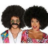 Peluca Super Afro Cotillon Carioca Cumple Boda 15 Hippie Color Negro