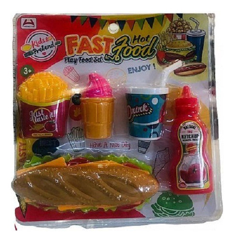 Set Juego Comida Rapida Sandwich Papas Acce De Juguete Niños