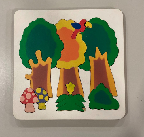 Juego Rompecabezas Madera Pintada Animales Bosque Usado