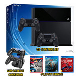 Playstation 4 + 02 Controles + Jogo Brinde + Carregador E Nota Fiscal