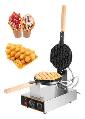 Maquina Para Waffles De Burbuja 1400w, Sarten Giratorio