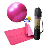 Kit Bola Pilates Suíça 75 Cm + Tapete Mat Tpe 6 Mm C/ Bolsa 