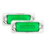 2 Plafones Laterales Tunelight 5 Leds Aro Gel Verde P/camión