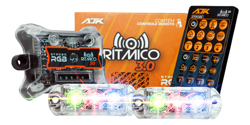 Strobo Automotivo Ajk 2 Faróis Rgb Com Controle Central 3.0