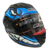 Casco Abatible Iron Racing Dot Ir-190 King Beast Azul 