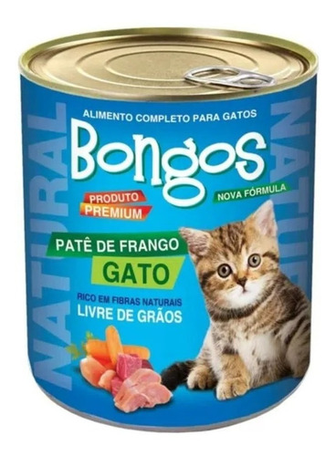 Ração Úmida Patê Lata Gatos Adultos Frango 280g Bongos