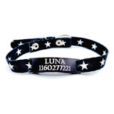 Chapita Gato Pasador Negro + Collar 1 Cm Estampado Star