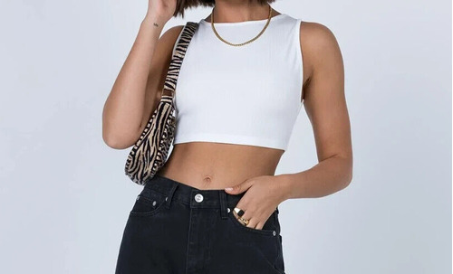 Princess Polly Laila Top (white, Size 6, Crop Top, 95% Pol